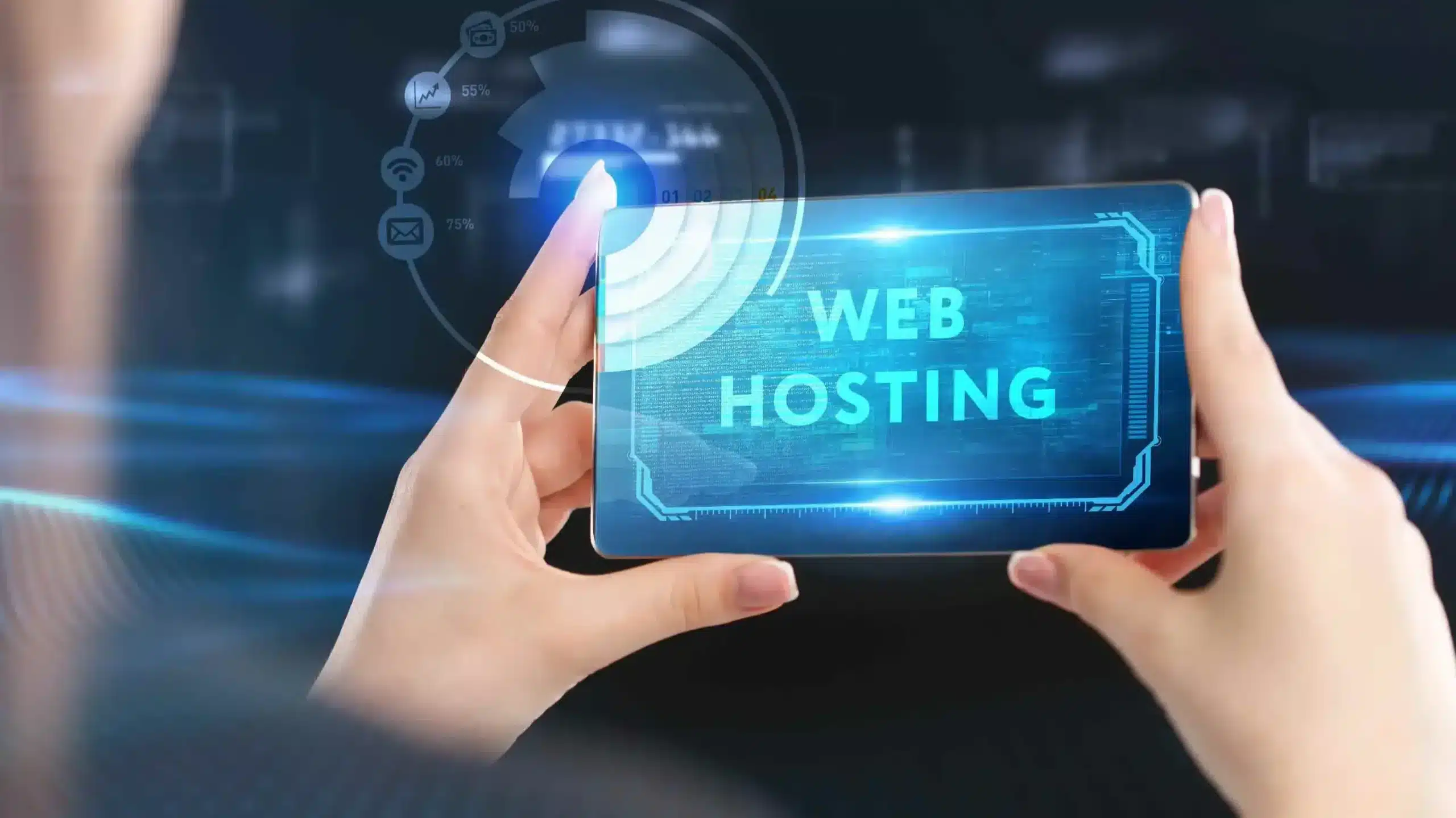 web hosting written on digital screen