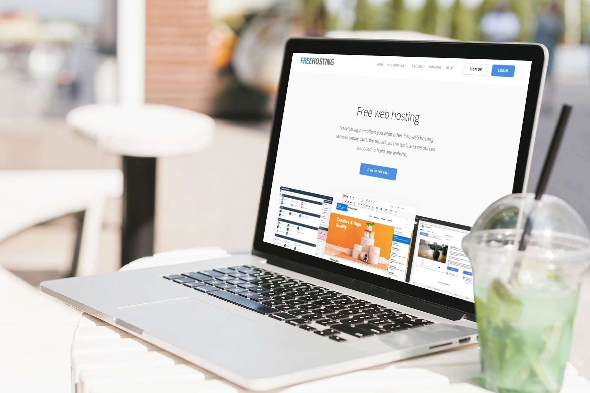 free web hosting written on a laptop screen