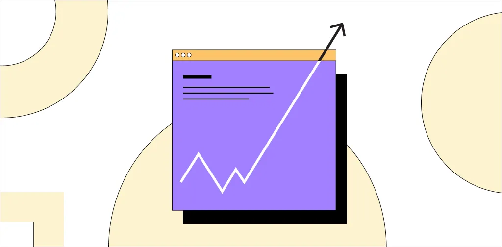 Illustration of a website with an upward trending graph symbolizing growth.